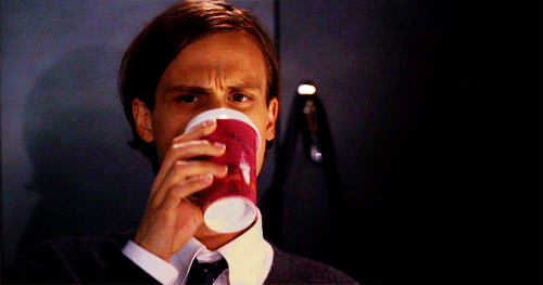 Image result for gif spencer reid coffee