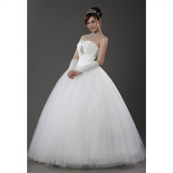 Elegant Strapless Beading Floor length Wedding Dress For Bride