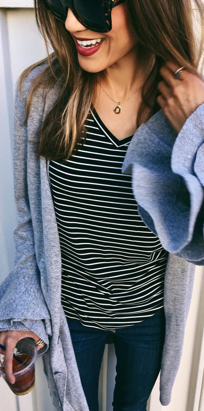 17 Summer Outfits for When You Have Nothing to Wear - #Beautiful, #Girl, #Happy, #Best, #Pic Feeling jazzy in this jazzy sleeved cardiganaround 50 bucks!! And comes in 3 colors!!! I loveeee!!!! Wearing size small! My striped tee is the perfect everyday layering staple! So soft and comfy!xs. And you may have noticed I've been wearing my initial \