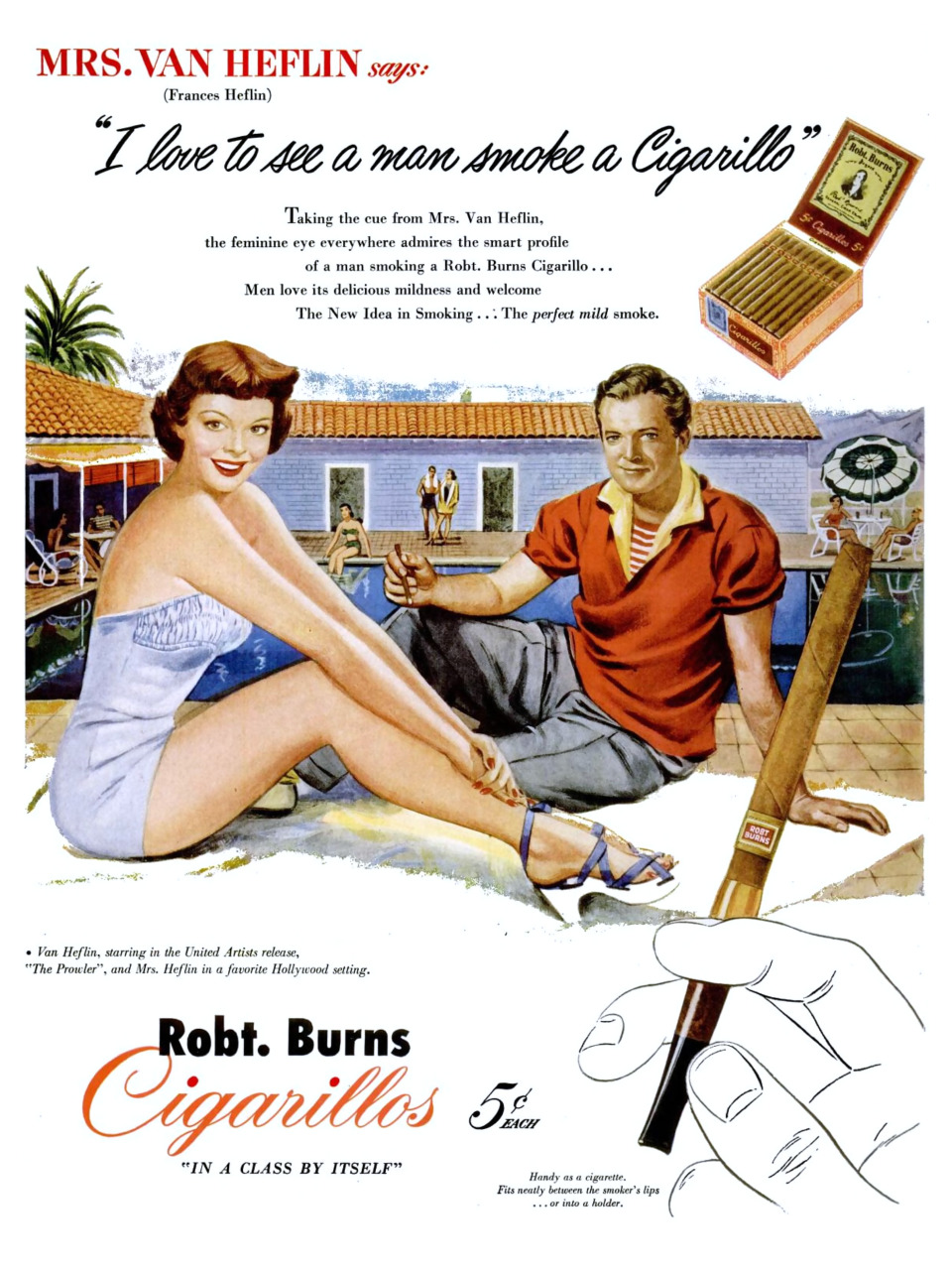 Robt. Burns Cigarillos featuring Mr. and Mrs. Van Heflin - 1951