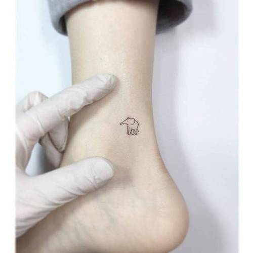 Tattoo tagged with: small, elephant, micro, line art, animal, playground,  tiny, ankle, ifttt, little, minimalist, fine line 