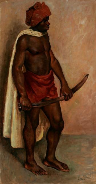 Leo Glans (Suriname, 1911-1980) - Male model with sword, oil...