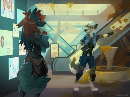 furrywolflover - abandoned mall - by Flemaly