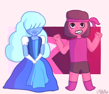 recently I finally started watching Steven Universe and so far I Love It! so I drew ruby and sapphire owo