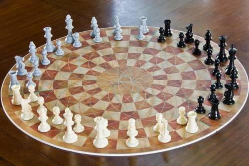 sixpenceee:A three player chess board. 
