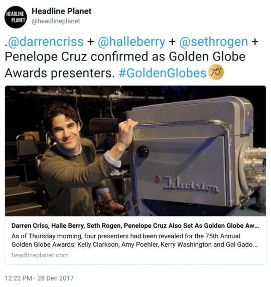 GoldenGlobes - Darren Appreciation Thread:  General News about Darren for 2018 Tumblr_p1p3h5X50P1wpi2k2o2_540