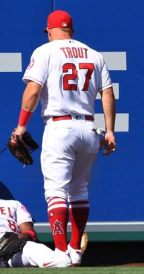Mike Trout looks so hot in tight uni knickers and high socks