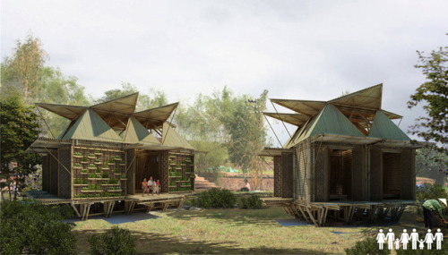 solarpunk-aesthetic - Flood-Resistant Bamboo HousingDesigned by...