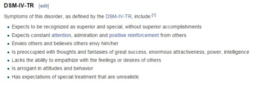 dontneedfeminism - Symptoms of Narcissistic Personality...