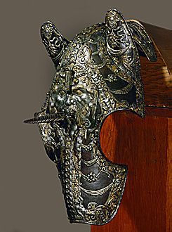 treasures-and-beauty - 16th Century Horse helmet (mascaron) with...