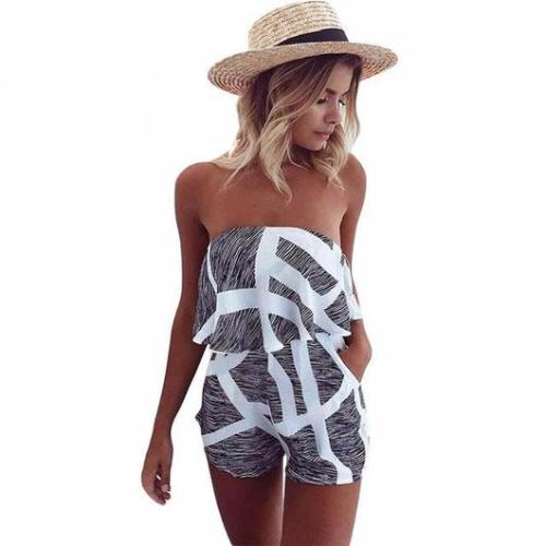favepiece - Casual Strapless Jumpsuit with Print - Use code...