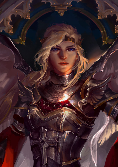 bluemist72:I decided to paint mercy in a medieval-crusader...