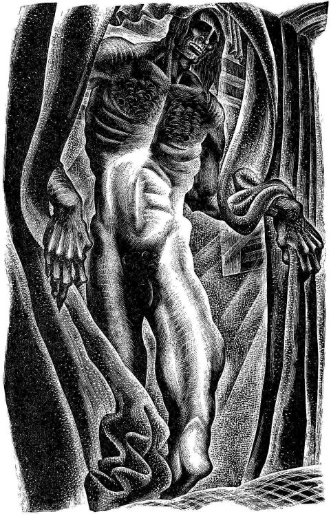 An ilustration by Lynd Wardfrom the book Frankenstein