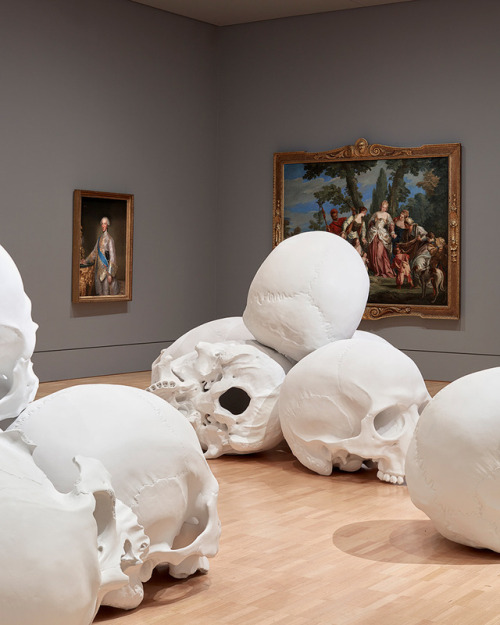 contemporary-art-blog:Ron Mueck, 100 sculpted skulls, The...