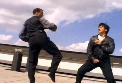 guts-and-uppercuts - Jackie Chan getting pissed off and walking...