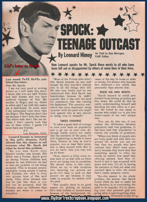 startrekker-runner - In 1968 a biracial girl wrote to Spock care...