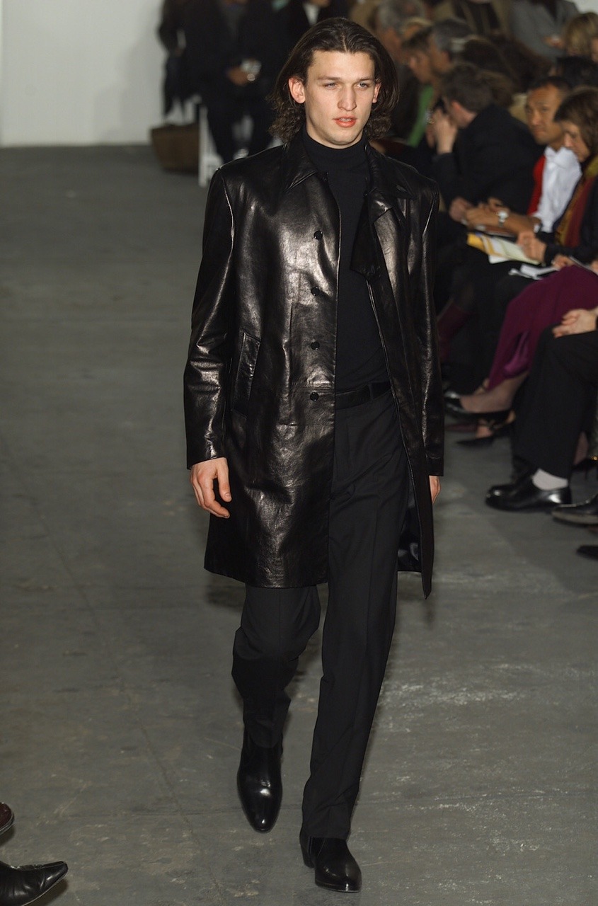 Helmut Lang F/W 2001 | Normcore fashion, Leather jacket outfit men 