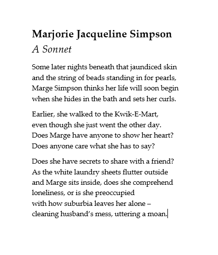 wiiwheel - marge simpson portrait & poem, both by meread it...