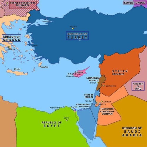 NEW MAP - Eastern Mediterranean 1956 - Suez Crisis (07 Nov 1956)...