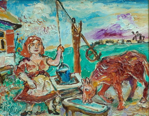 russian-avantgarde-art - Woman with red cow, David BurliukSize - ...