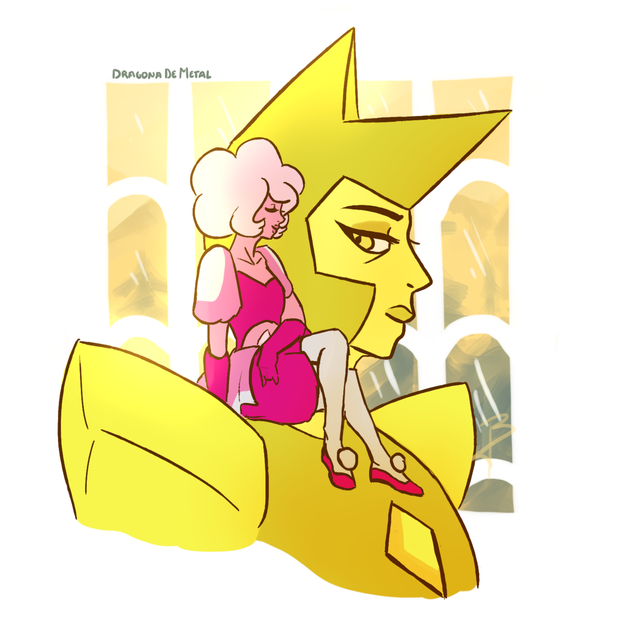 I’ve been meaning to draw some Yellow and Pink Diamond art for a while and nyeh, did this as warm up + new brush test.