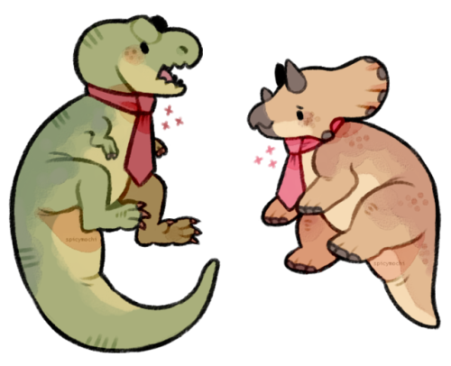 spicymochi - tie-rannosaurus rex and tie-ceratops