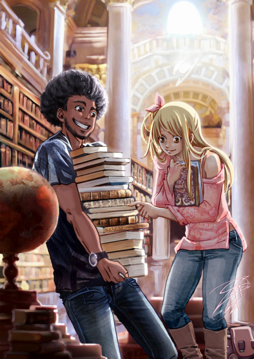 zippi44:“Draw Lucy and me at the bookstore”- Commission ~