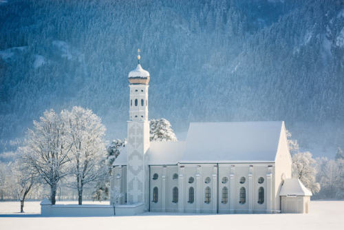St. Coloman at wintertime, Allgäu, Schwangau, Bavaria, Germany