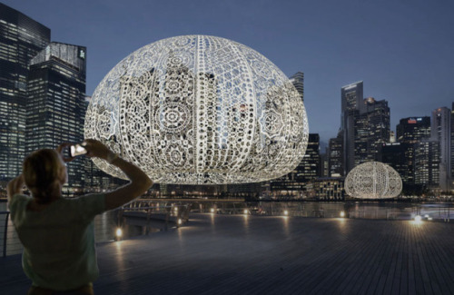 contemporist - Three Large Crocheted Urchins Decorated Singapore...