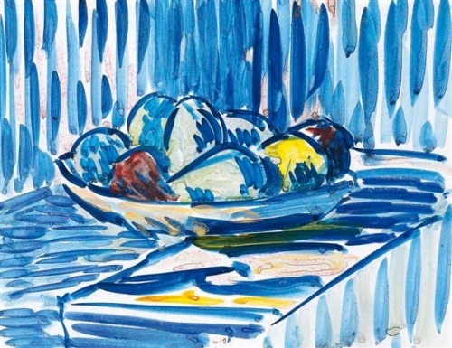 expressionism-art - Still Life with Fruit, 1917, Cuno Amiet