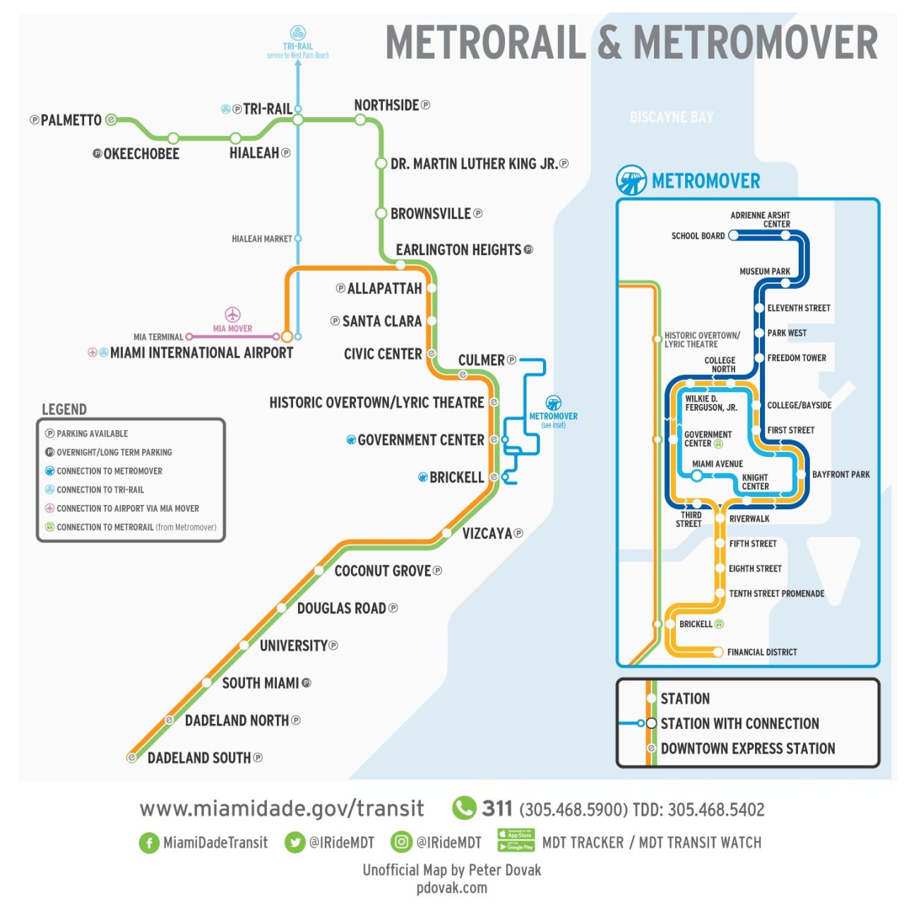 unofficial map: miami-dade metrorail and - transit maps
