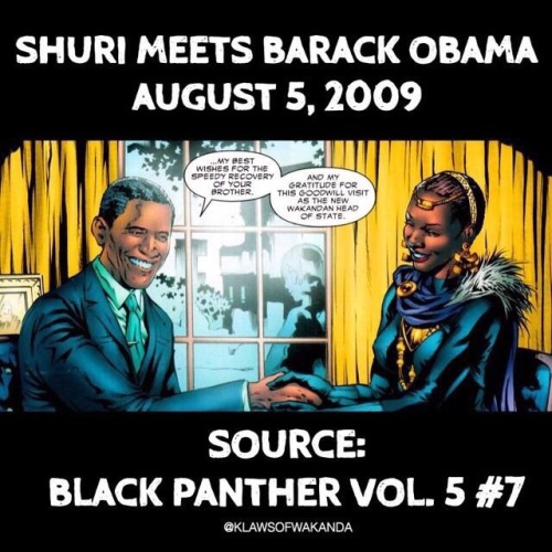klawsofwakanda - Shuri met Barack Obama, nine years ago today....