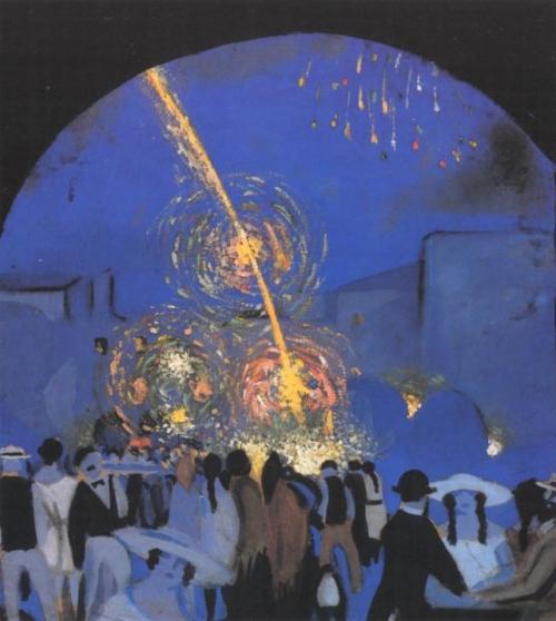 expressionism-art - Fiesta in Figueres, 1914, Salvador Dali