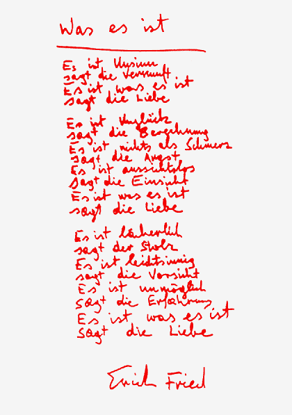 visual-poetry - »was es ist« by erich friedwhat it isit is...