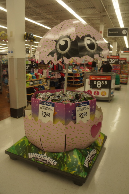 Hatchimals display at Wal-Mart[description - A light pink...