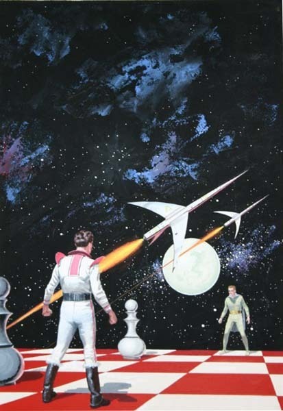 70sscifiart - Space chess is a surprisingly common theme in...