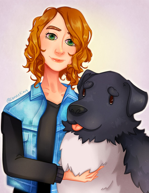 Commission for Tori! It’s her and her cute doggo!