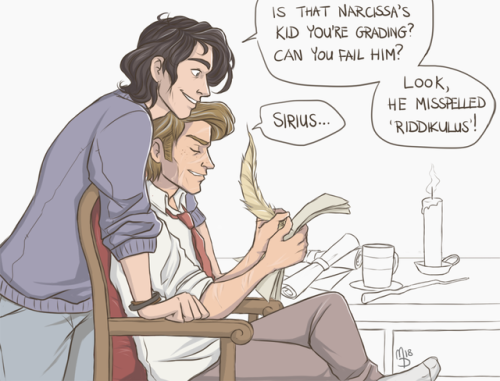 wingedcorgi - bothering remus at work.a birth gift for...