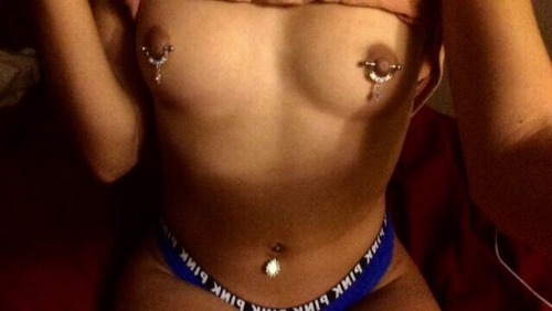 Tittyful morning on Tumblr; like my piercings? Booty shots later...