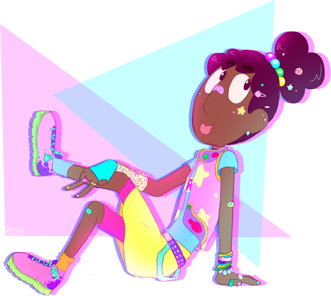 Connie! Inspired by 90′s aesthetic and Lisa Frank type stuff! (Sorry for the awkward cropping, my art program isn’t working correctly atm!)