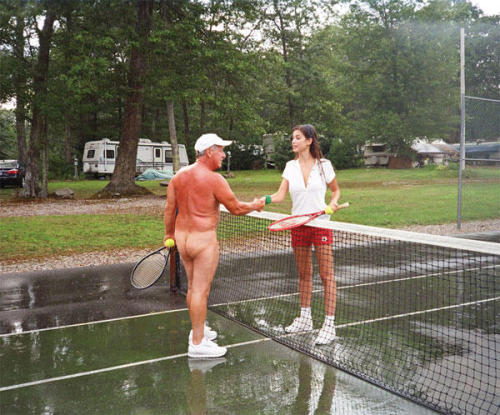 Naked Tennis in the rain.