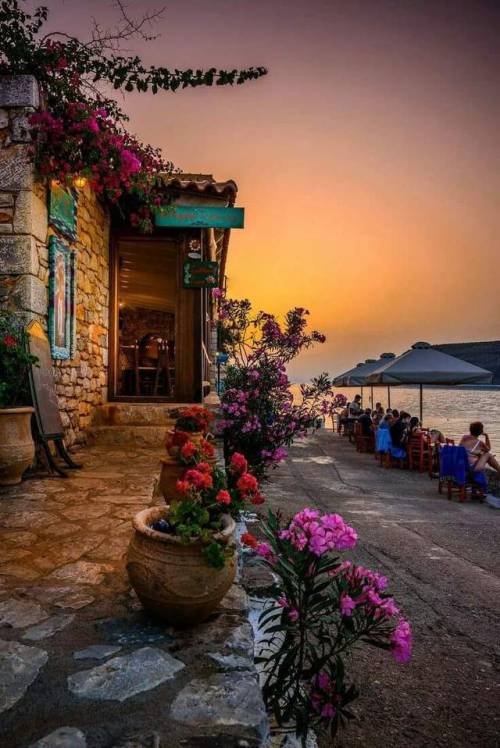 coiour-my-world:Taverna by the sea, Limeni, Mani, Greece