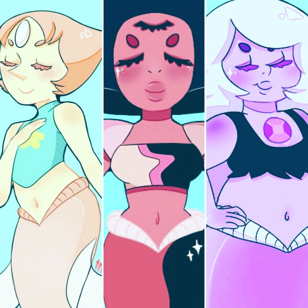 🎶"WE~ARE THE CRYSTAL GEMS"🎶 I’m so in love on how all of them came out Now I’ll have excuse to draw even more mermaids this month ;3💕🎉 Source :: @trinnyos