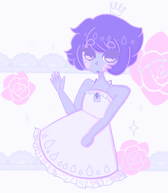 this is one of my first times drawing a Steven Universe character, I hope it’s good or something idk- i remembered seeing a dress with raindrops and frills on the ends, so i decided to draw something...