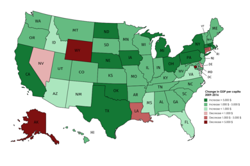 mapsontheweb:Changes in US States’ GDP per capita 2009 -...