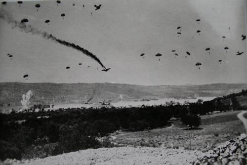 historicaltimes - German Paratroopers and a shot down Junker Ju...