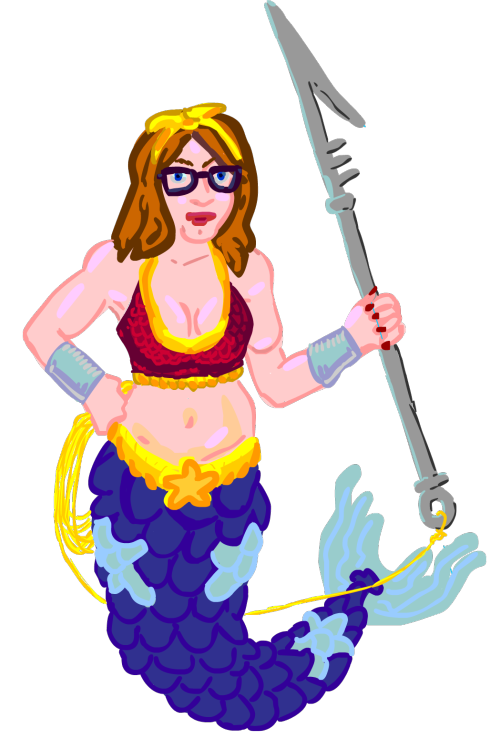 Self-Portrait as a Wonder-Woman-MermaidDrawing with Flash while...