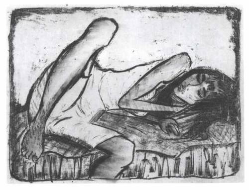 expressionism-art - Girl at a Lounger, Otto Mueller