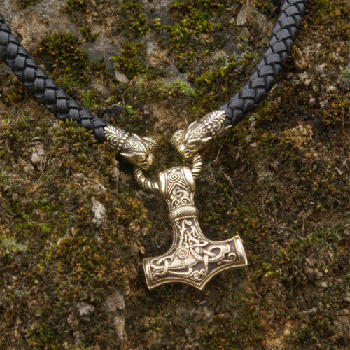 c-h-studio - THOR’S HAMMER - MJOLNIR - Leather Necklace With...