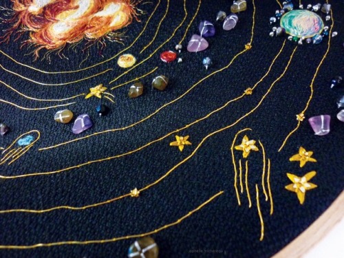 sosuperawesome:Solar System and Planets Embroidery, by Ophelie...